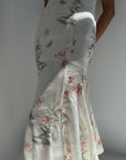 Elegant White Floral Print Dress - GodBlessDress