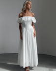 Elegant Off-Shoulder White Dress - GodBlessDress