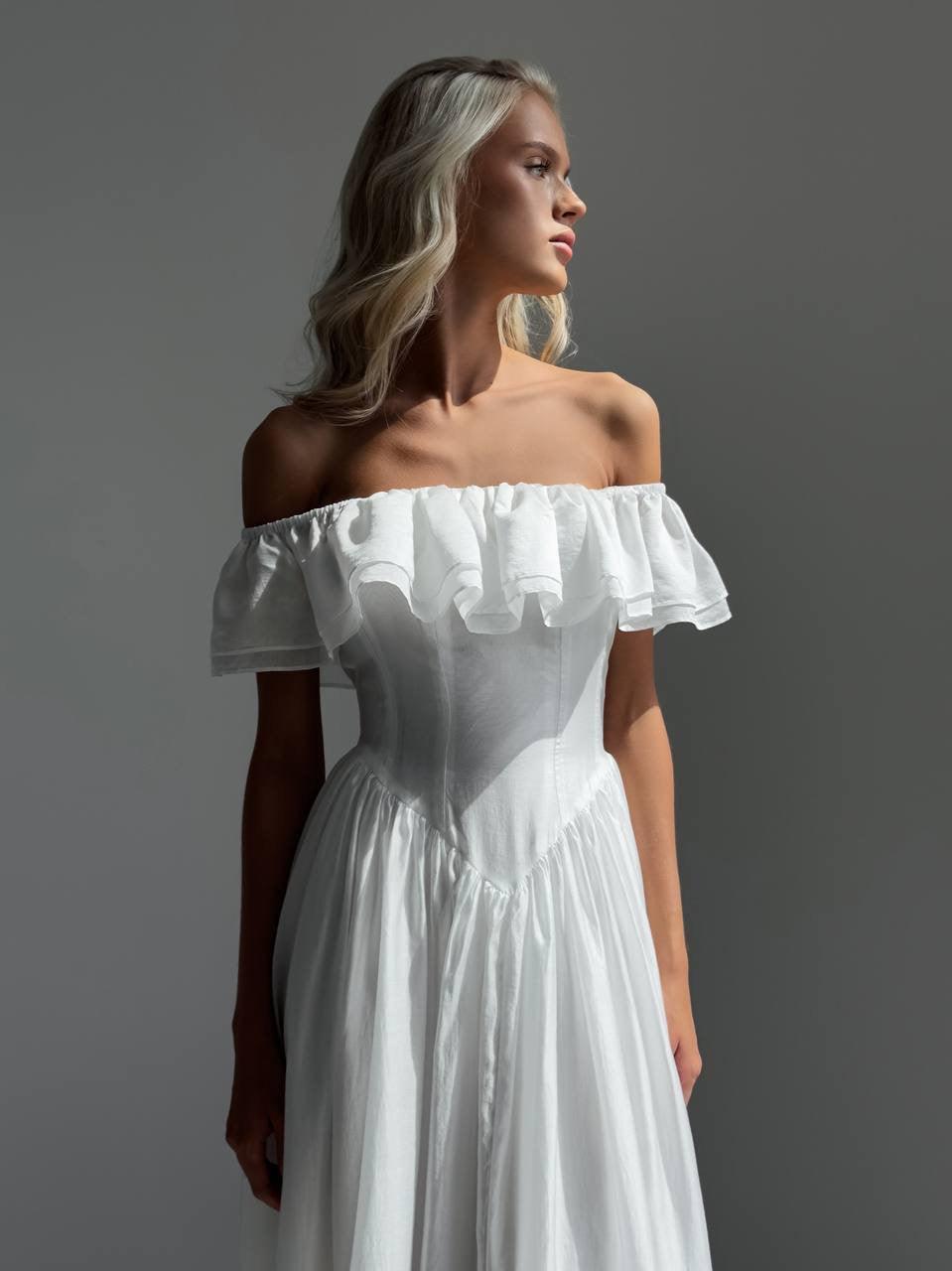 Elegant Off-Shoulder White Dress - GodBlessDress