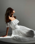 Elegant Off-Shoulder White Dress - GodBlessDress