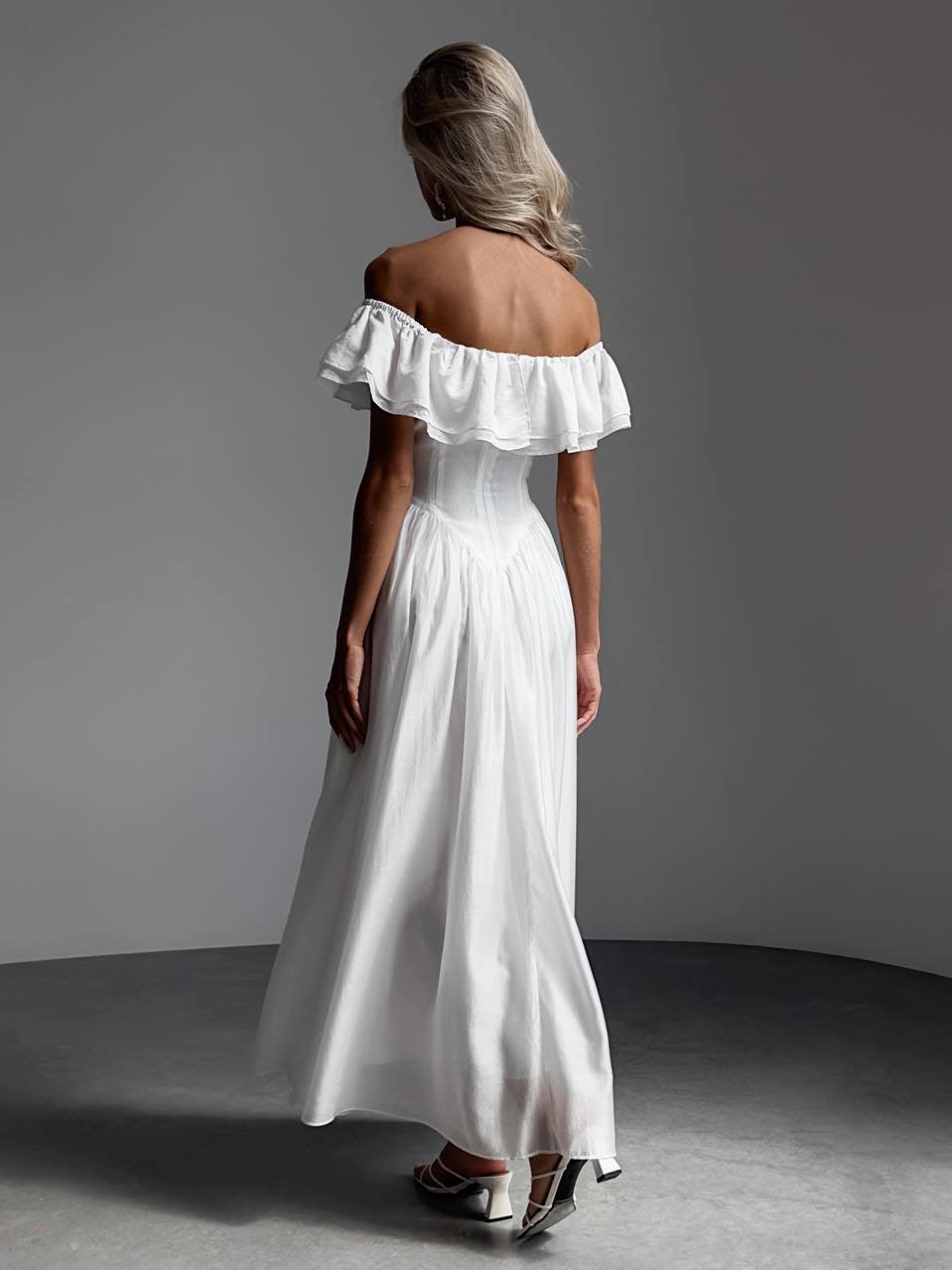 Elegant Off-Shoulder White Dress - GodBlessDress