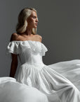 Elegant Off-Shoulder White Dress - GodBlessDress