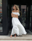 Elegant Off-Shoulder White Dress - GodBlessDress