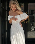 Elegant Off-Shoulder White Dress - GodBlessDress