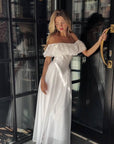 Elegant Off-Shoulder White Dress - GodBlessDress