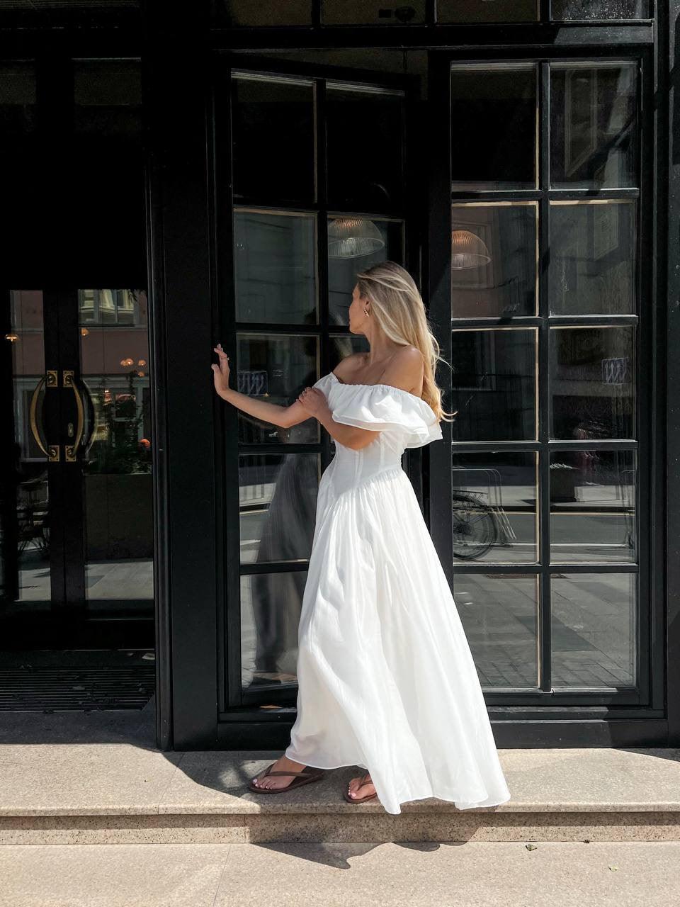 Elegant Off-Shoulder White Dress - GodBlessDress