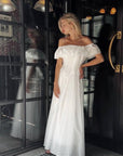 Elegant Off-Shoulder White Dress - GodBlessDress