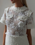 Elegant White Lace Mini Dress - GodBlessDress