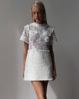 Elegant White Lace Mini Dress - GodBlessDress