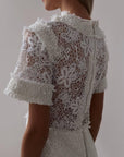 Elegant White Lace Mini Dress - GodBlessDress