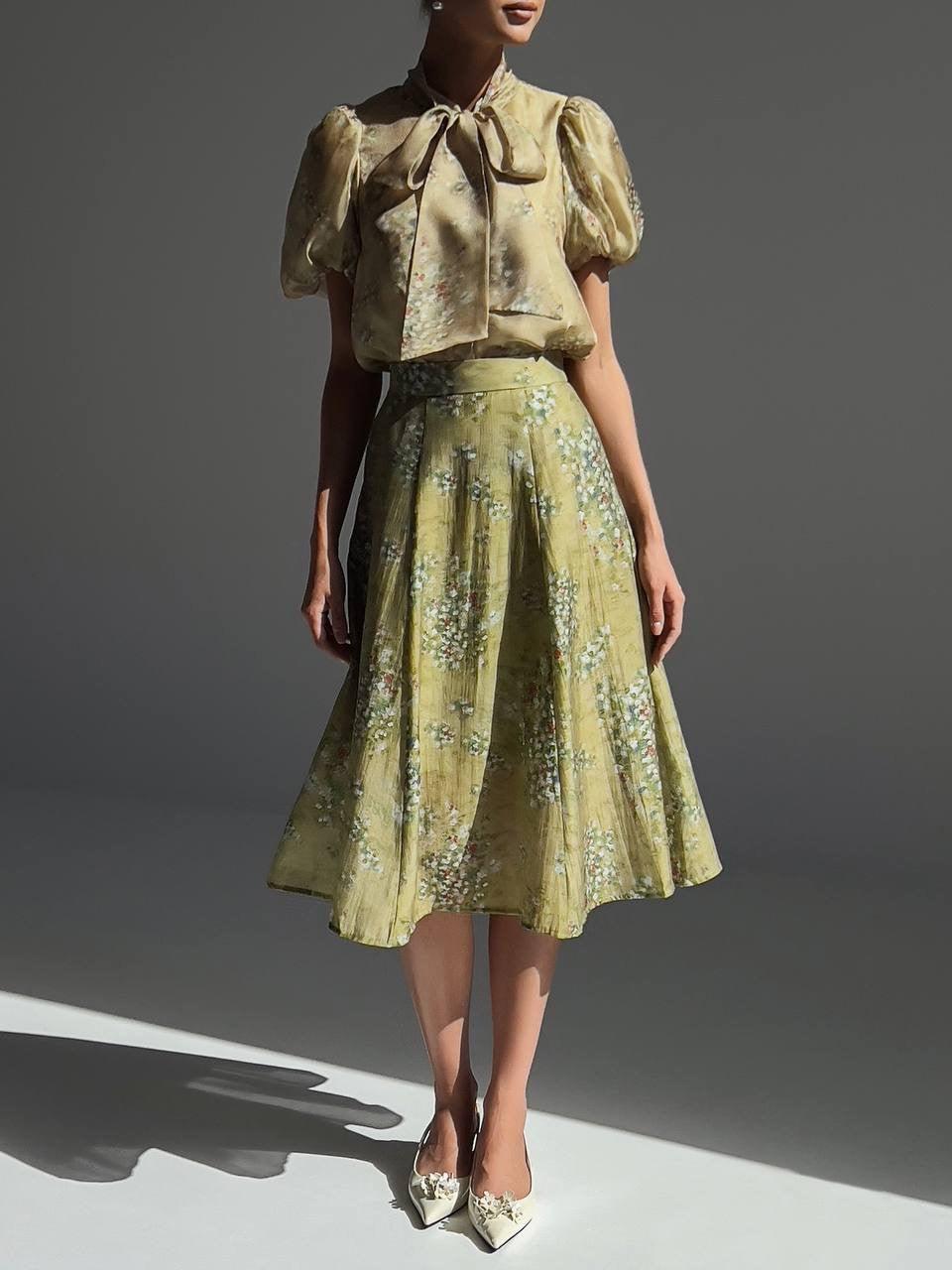 Elegant Floral Midi Suit - GodBlessDress