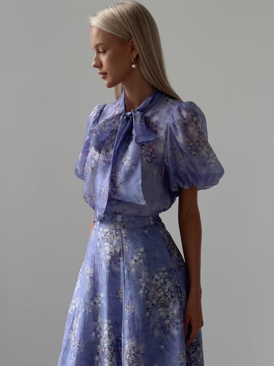 Elegant Purple Floral Midi Suit - GodBlessDress