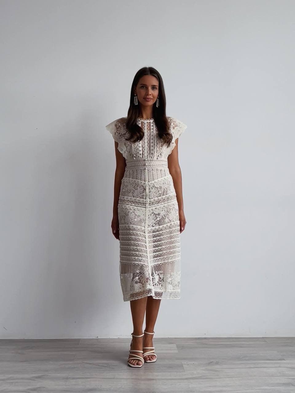 Elegant Lace Midi Dress - GodBlessDress