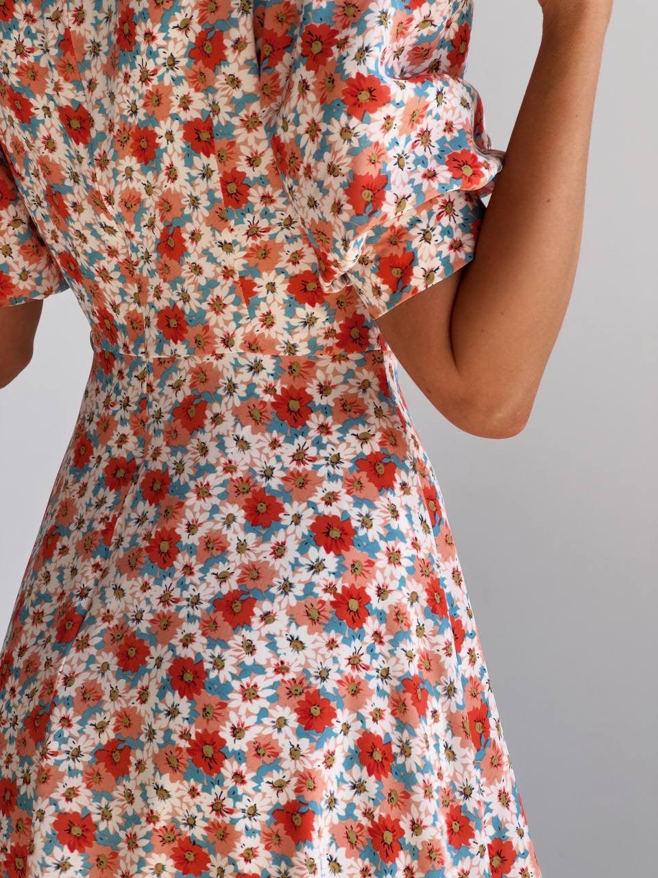 Vintage Floral Print Dress - GodBlessDress