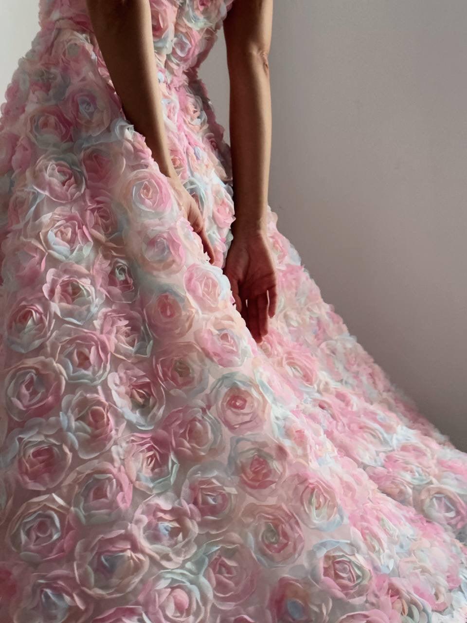 Elegant Floral Midi Pink Dress - GodBlessDress