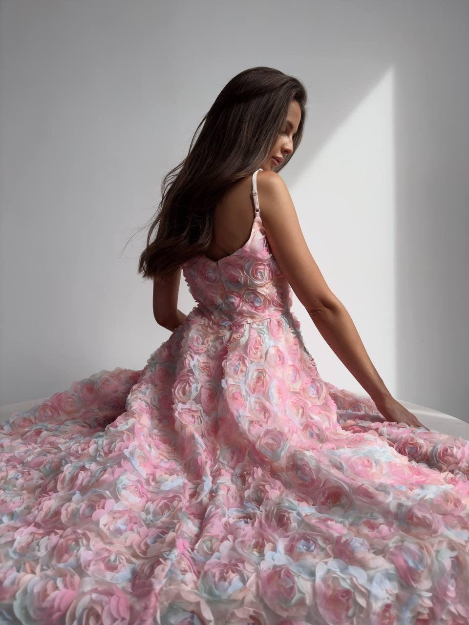 Elegant Floral Midi Pink Dress - GodBlessDress