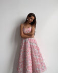 Elegant Floral Midi Pink Dress - GodBlessDress