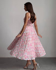 Elegant Floral Midi Pink Dress - GodBlessDress