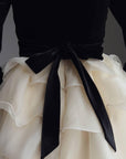 Stunning Black-White Contrast Dress - GodBlessDress