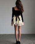 Stunning Black-White Contrast Dress - GodBlessDress