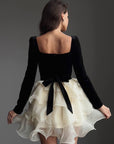 Stunning Black-White Contrast Dress - GodBlessDress