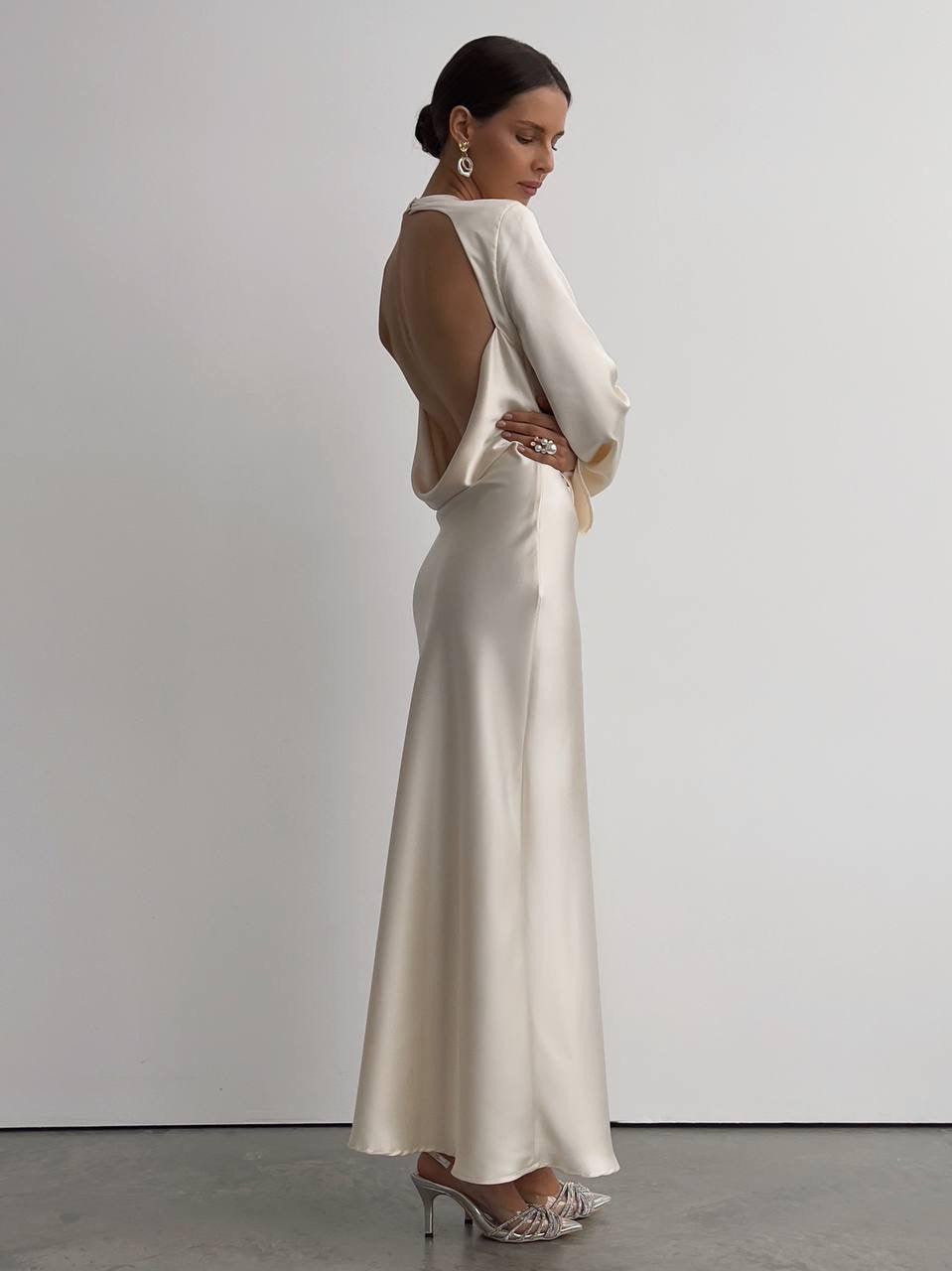 Elegant Silk Maxi Dress - GodBlessDress