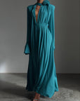 Elegant Turquoise Maxi Dress - GodBlessDress