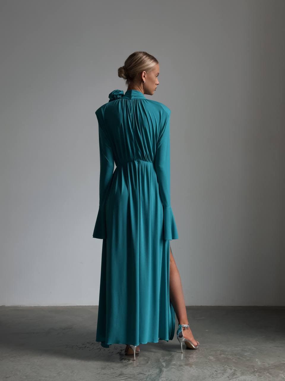 Elegant Turquoise Maxi Dress - GodBlessDress