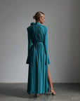 Elegant Turquoise Maxi Dress - GodBlessDress