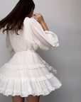 Elegant Ruffled White Mini Dress - GodBlessDress