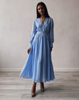 Elegant Blue Lace-Detailed Dress - GodBlessDress