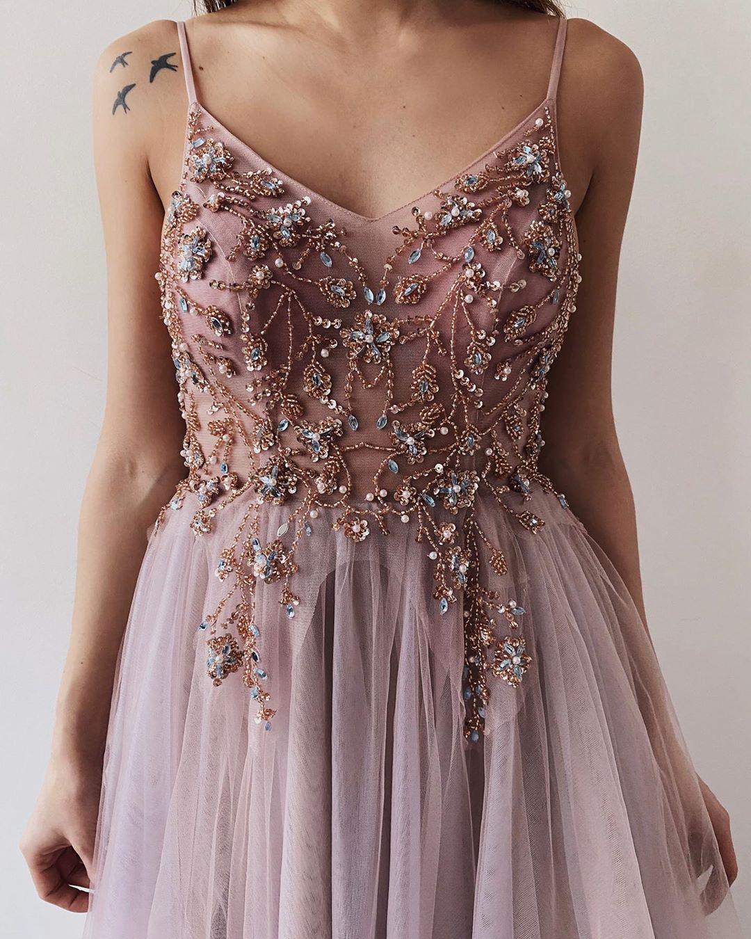 Elegant Embellished Tulle Evening Gown - GodBlessDress