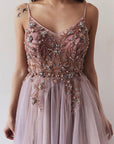 Elegant Embellished Tulle Evening Gown - GodBlessDress