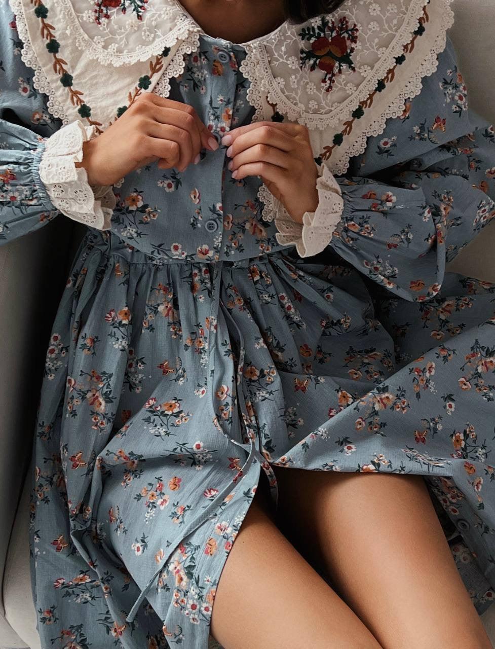 Vintage-Style Floral Dress - GodBlessDress