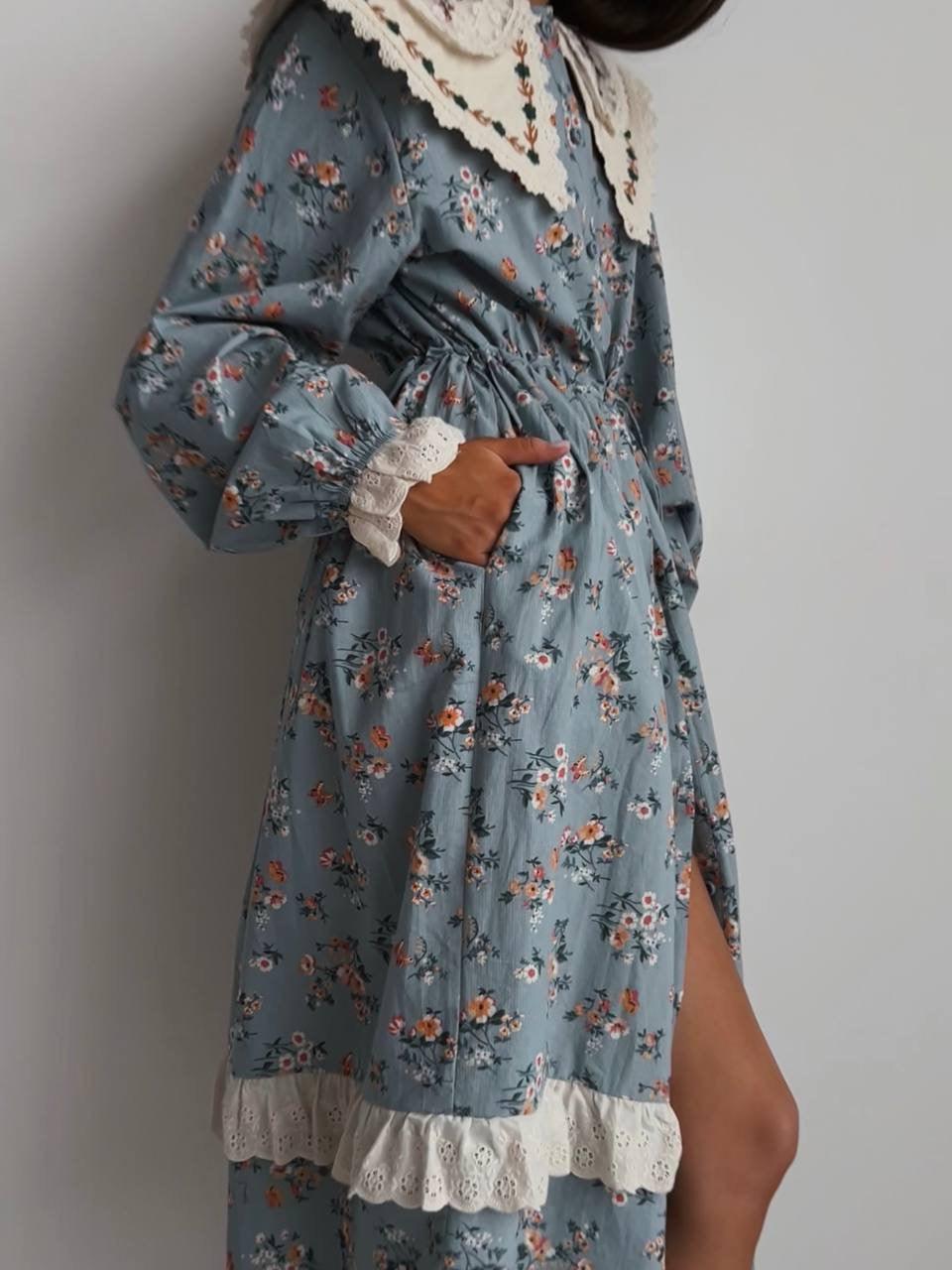 Vintage-Style Floral Dress - GodBlessDress