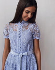 Elegant Lace Lilac Midi Dress - GodBlessDress