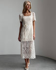 White Lotus Lace Midi Dress