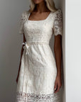 White Lotus Lace Midi Dress