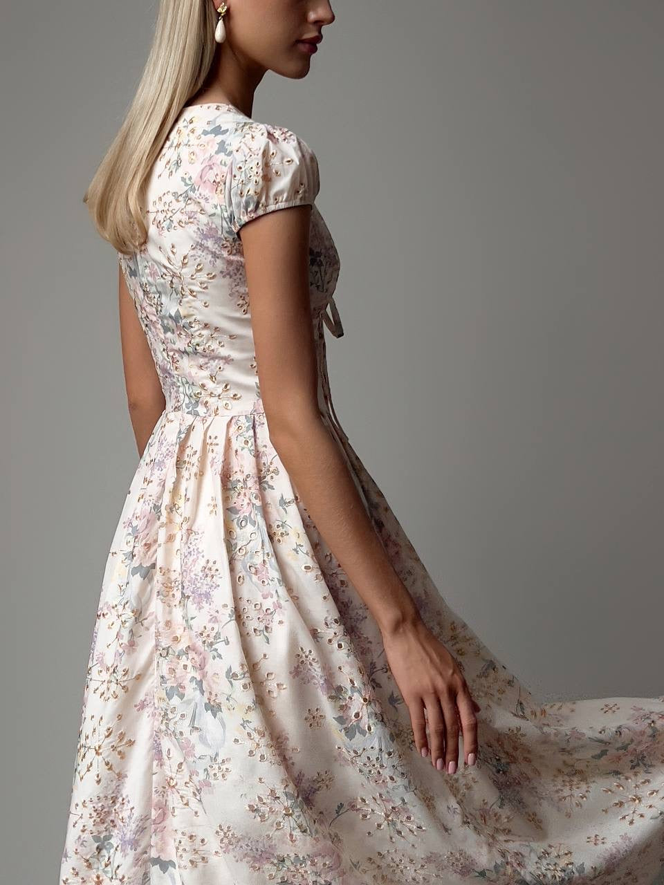 Floral Print Corset-Style Midi Dress