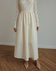 Long-Sleeve Lace Bodice Maxi Dress