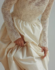 Long-Sleeve Lace Bodice Maxi Dress