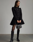 Black Tweed Fit-and-Flare Mini Dress