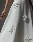 White Floral Appliqué Midi Dress