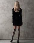 Black Velvet Mini Dress with Lace Details