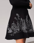 Black Embroidered A-Line Dress