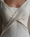 Elegant Cross-Front Ribbed Maxi Dress