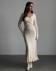 Elegant Cross-Front Ribbed Maxi Dress