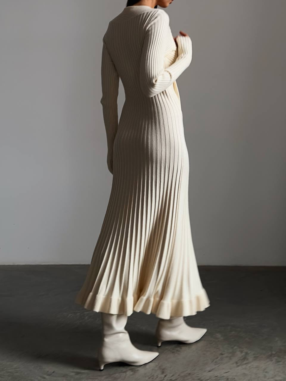 Elegant Cross-Front Ribbed Maxi Dress