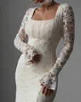 Romantic Lace-Embroidered Vintage Wedding Dress