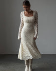 Romantic Lace-Embroidered Vintage Wedding Dress